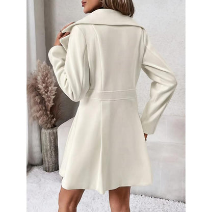 Solid Double Breasted Trench Coat, Casual Long Sleeve Lapel Outwear for Fall & Winter, Women'S Clothing